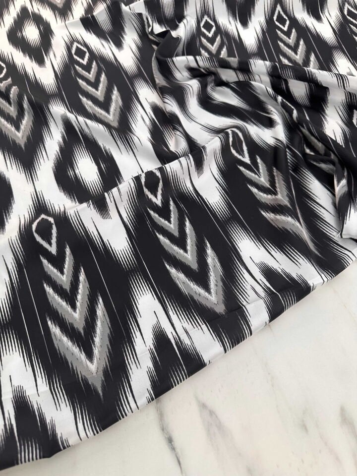 Desenli İpek Saten Elbise Etek Gömlek Şalvar