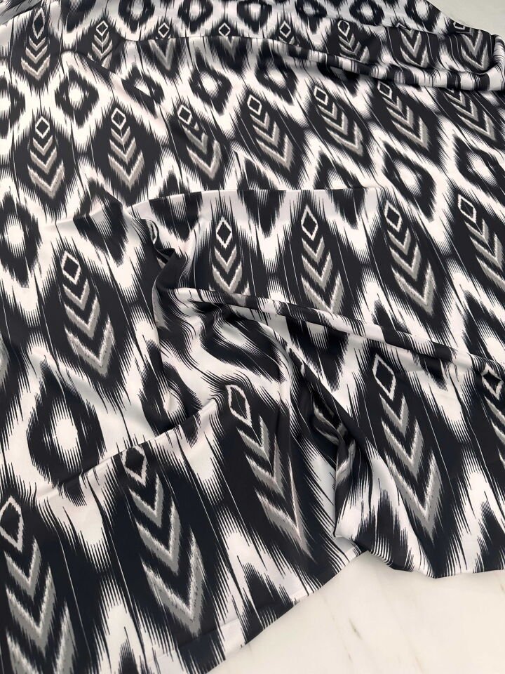 Desenli İpek Saten Elbise Etek Gömlek Şalvar