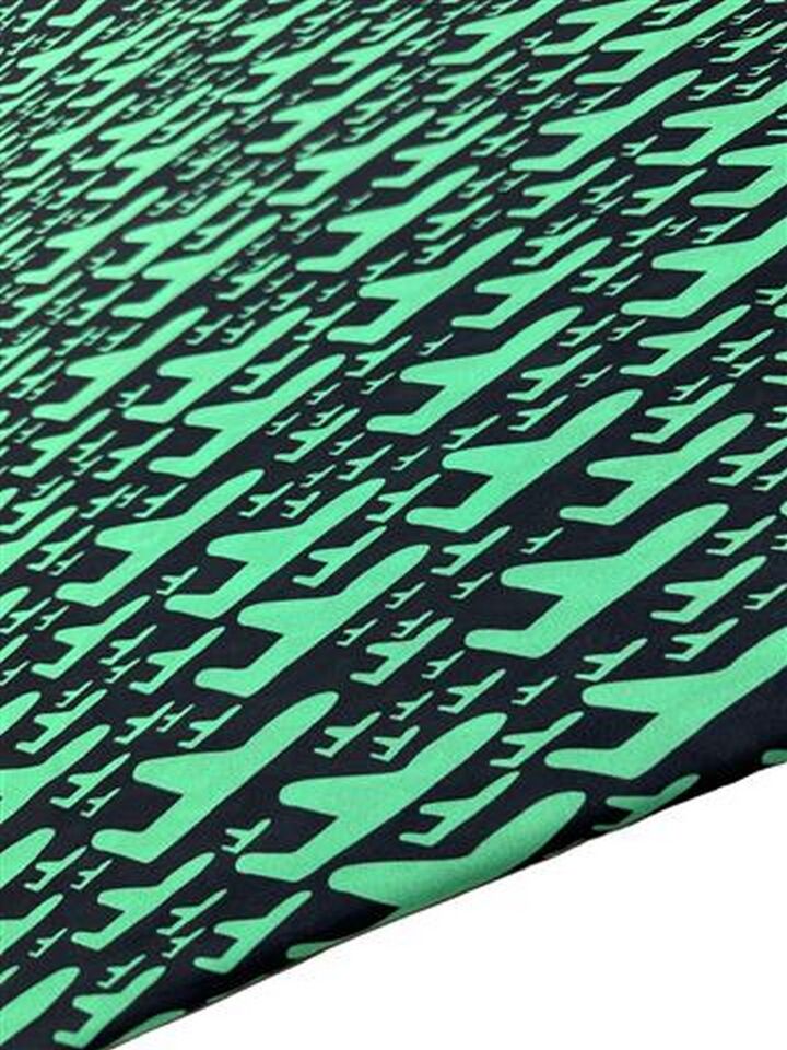 Yeşil F Desen Elbiselik Gömleklik Krep Kumaş