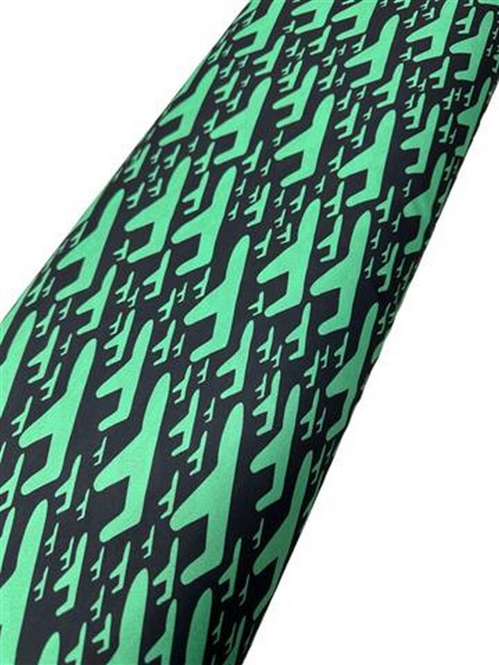 Yeşil F Desen Elbiselik Gömleklik Krep Kumaş