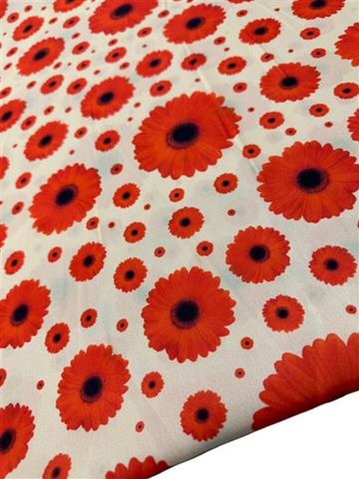 Geranium Desen Elbiselik Gömleklik Krep Kumaş