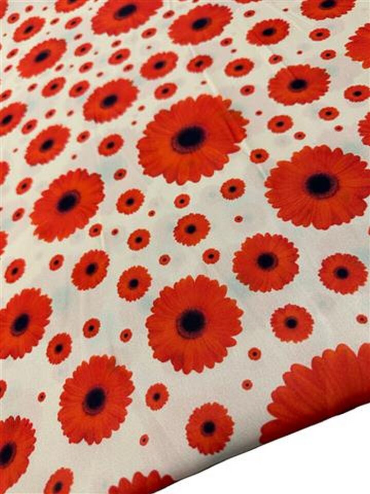 Geranium Desen Elbiselik Gömleklik Krep Kumaş