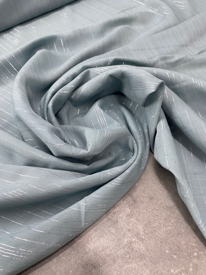 Gri Düz Simli Elbiselik Şifon Kumaş