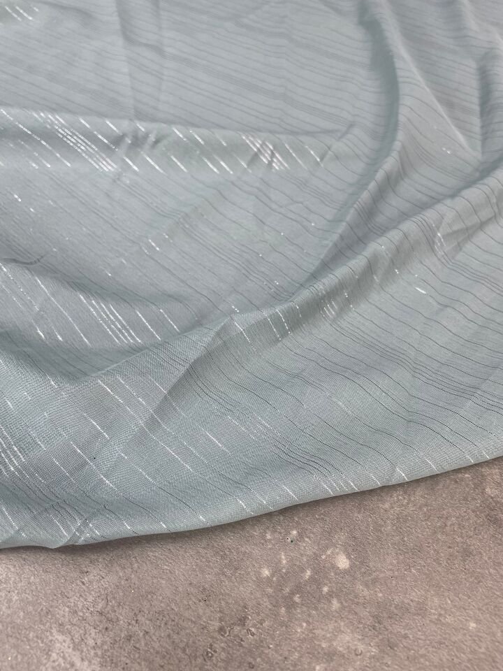 Gri Düz Simli Elbiselik Şifon Kumaş