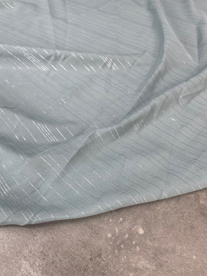 Gri Düz Simli Elbiselik Şifon Kumaş