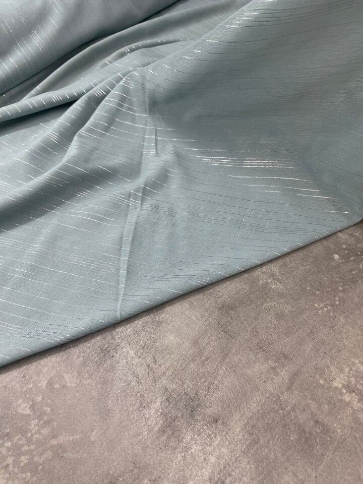 Gri Düz Simli Elbiselik Şifon Kumaş