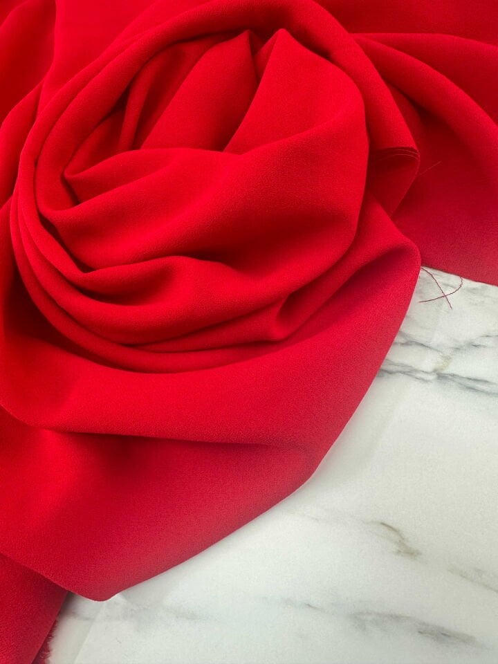 Kırmızı İthal Rubi Krep Elbise Etek Abaya Pantolon