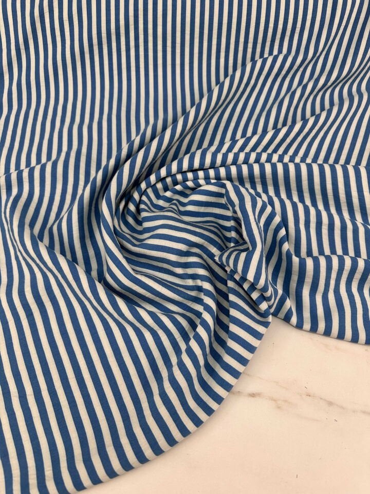 Boyuna Çizgili Yüzde Yüz Pamuklu Elbise Gömlek Tunik