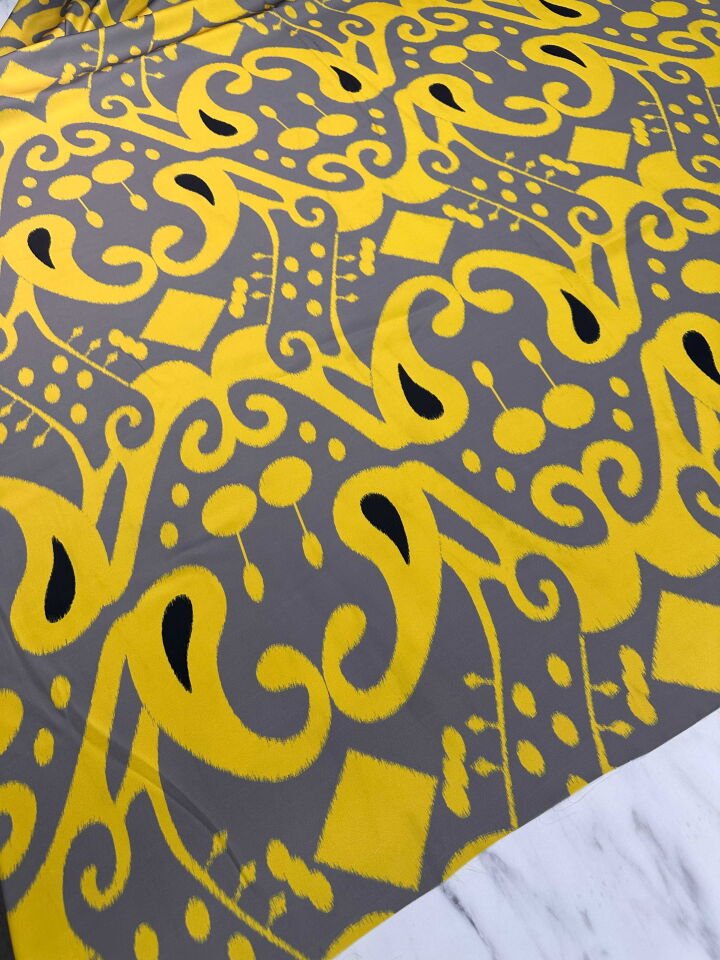 Desenli İpek Saten Elbise Etek Gömlek Şalvar