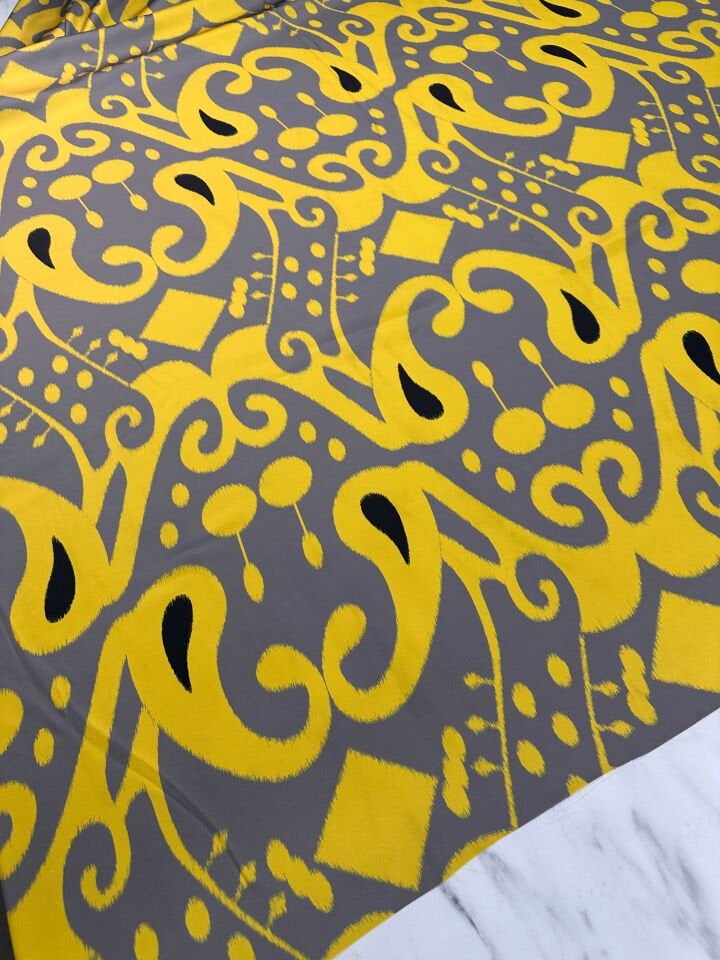 Desenli İpek Saten Elbise Etek Gömlek Şalvar