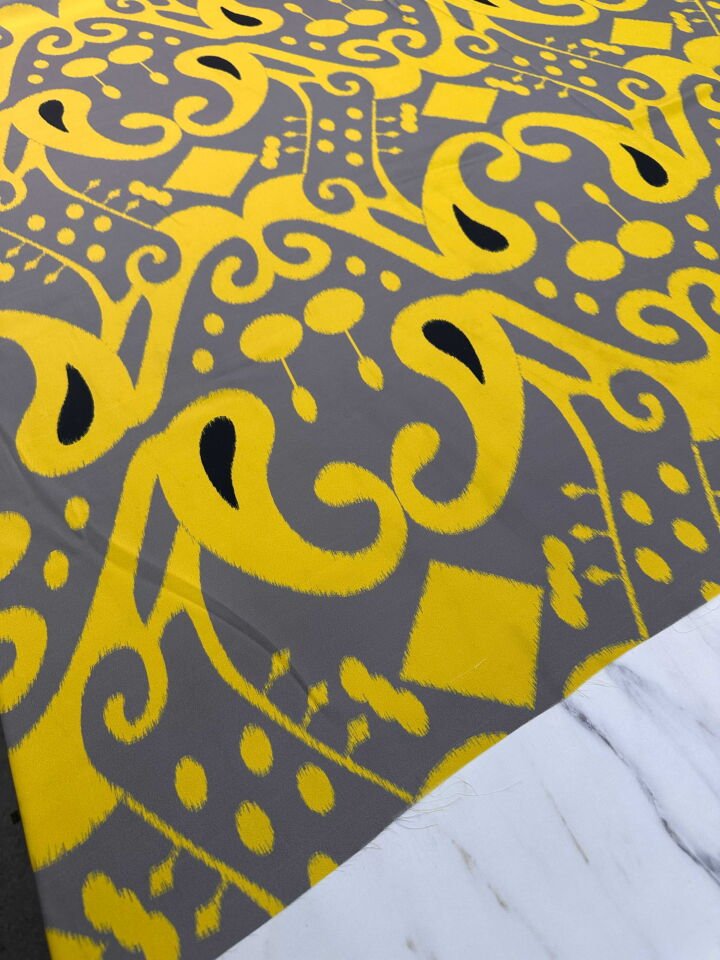 Desenli İpek Saten Elbise Etek Gömlek Şalvar