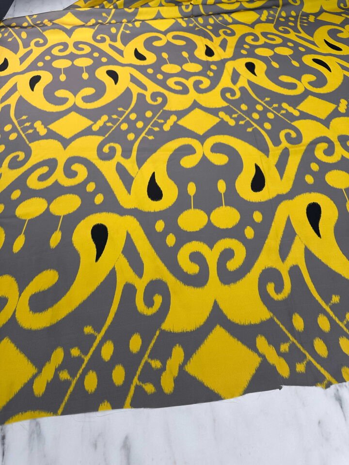 Desenli İpek Saten Elbise Etek Gömlek Şalvar