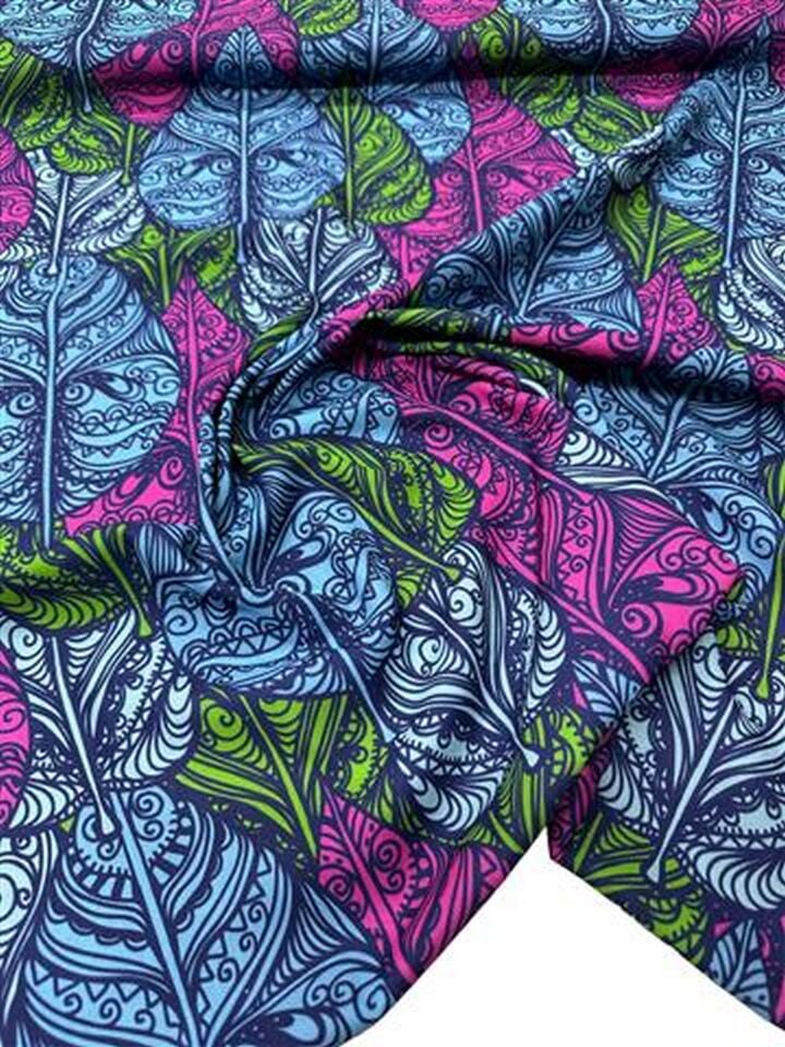 Yaprak Desen Elbiselik Gömleklik Krep Kumaş