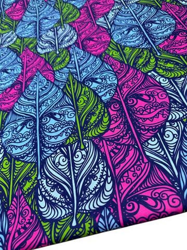 Yaprak Desen Elbiselik Gömleklik Krep Kumaş