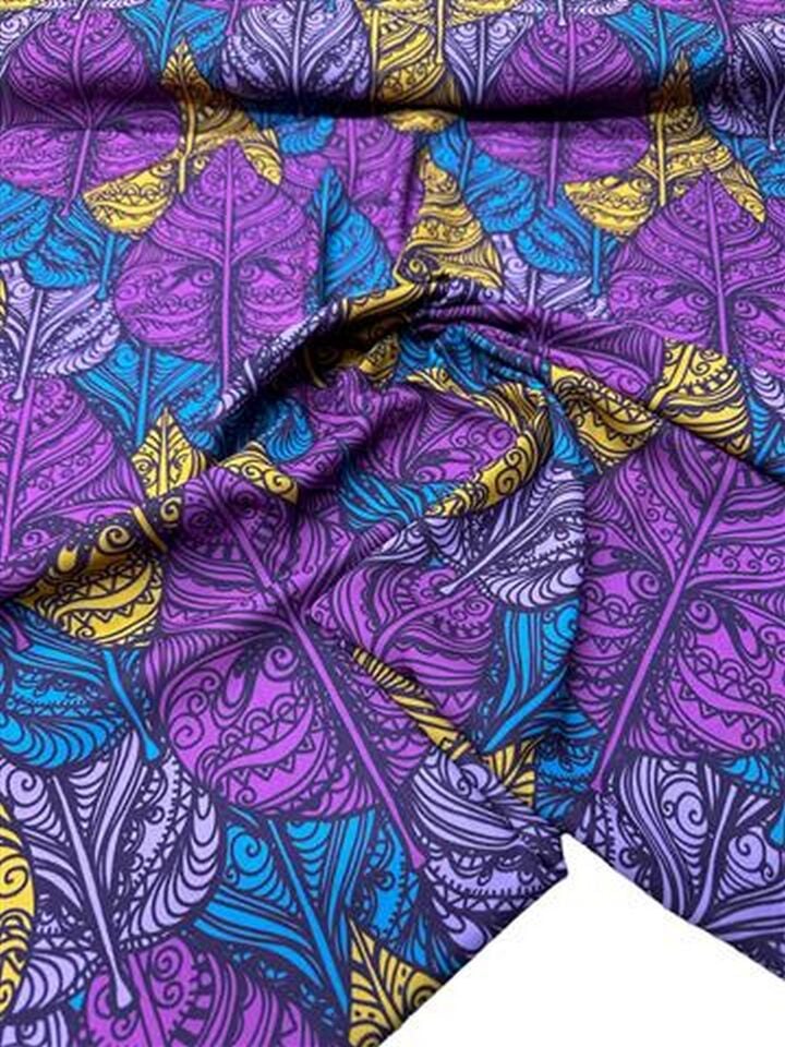 Yaprak Desen Elbiselik Gömleklik Krep Kumaş