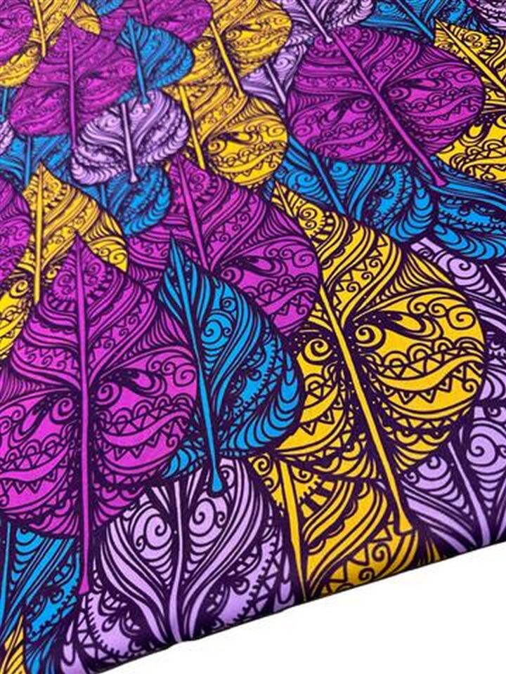 Yaprak Desen Elbiselik Gömleklik Krep Kumaş