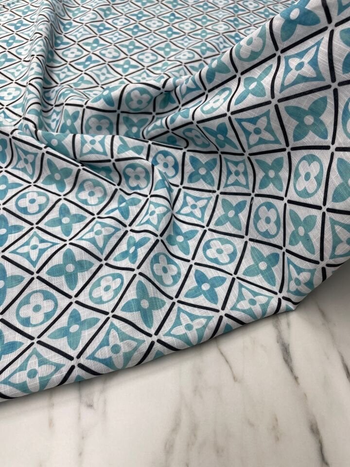 Lv Desen Elbiselik Pantolonluk  Keten Kumaş
