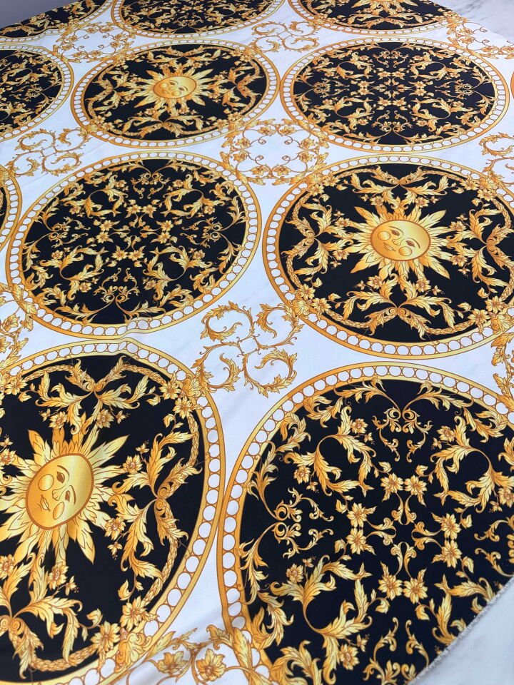 Desenli Krep Kumaş Elbise Etek Gömlke Şalvar