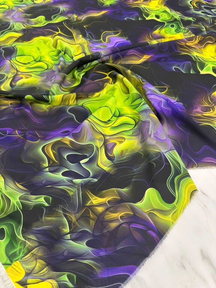 Desenli Krep Kumaş Elbise Etek Gömlek Şalvar