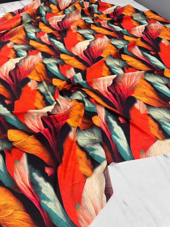 Desenli İpek Kumaş Elbise Etek Gömlek Şalvar