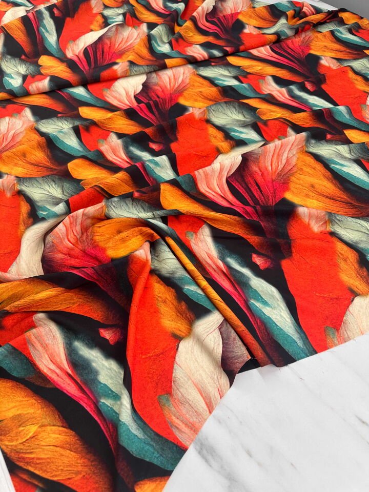 Desenli İpek Kumaş Elbise Etek Gömlek Şalvar