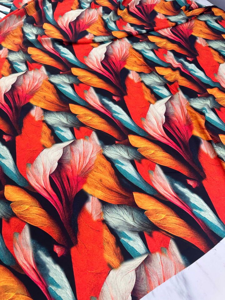 Desenli İpek Kumaş Elbise Etek Gömlek Şalvar