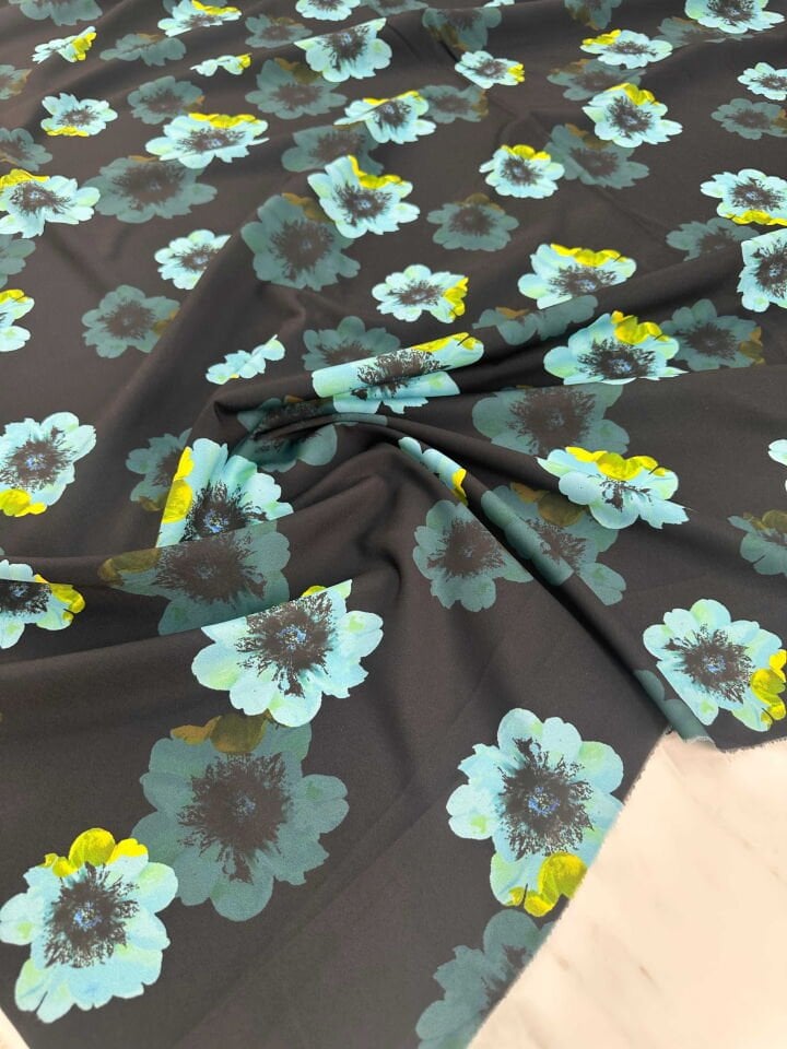 Desenli Krep Kumaş Elbise Etek Gömlek Şalvar