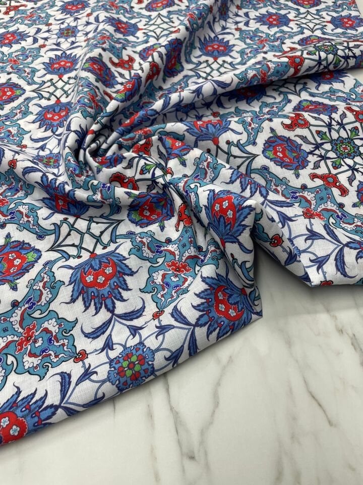 Türk Motif Simli Dokuma Keten Kumaş Elbise Etek Ceket