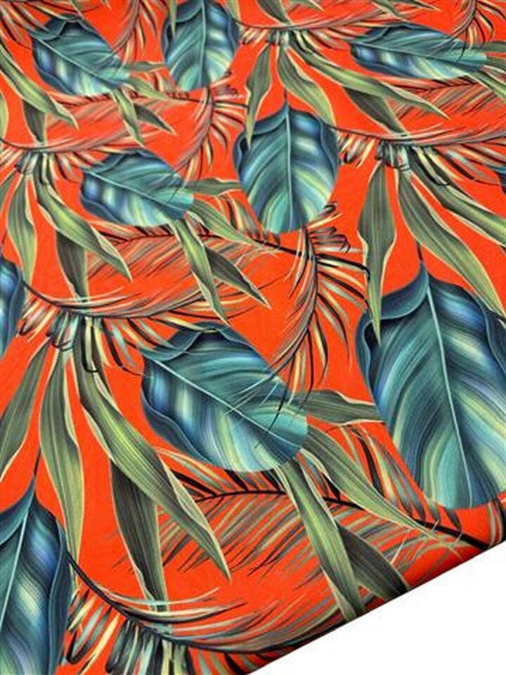 Yaprak Desen Elbiselik Gömleklik Krep Kumaş