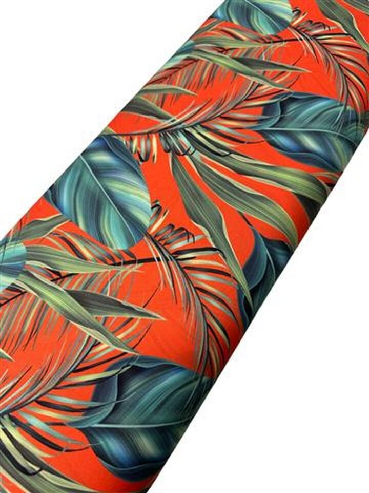 Yaprak Desen Elbiselik Gömleklik Krep Kumaş