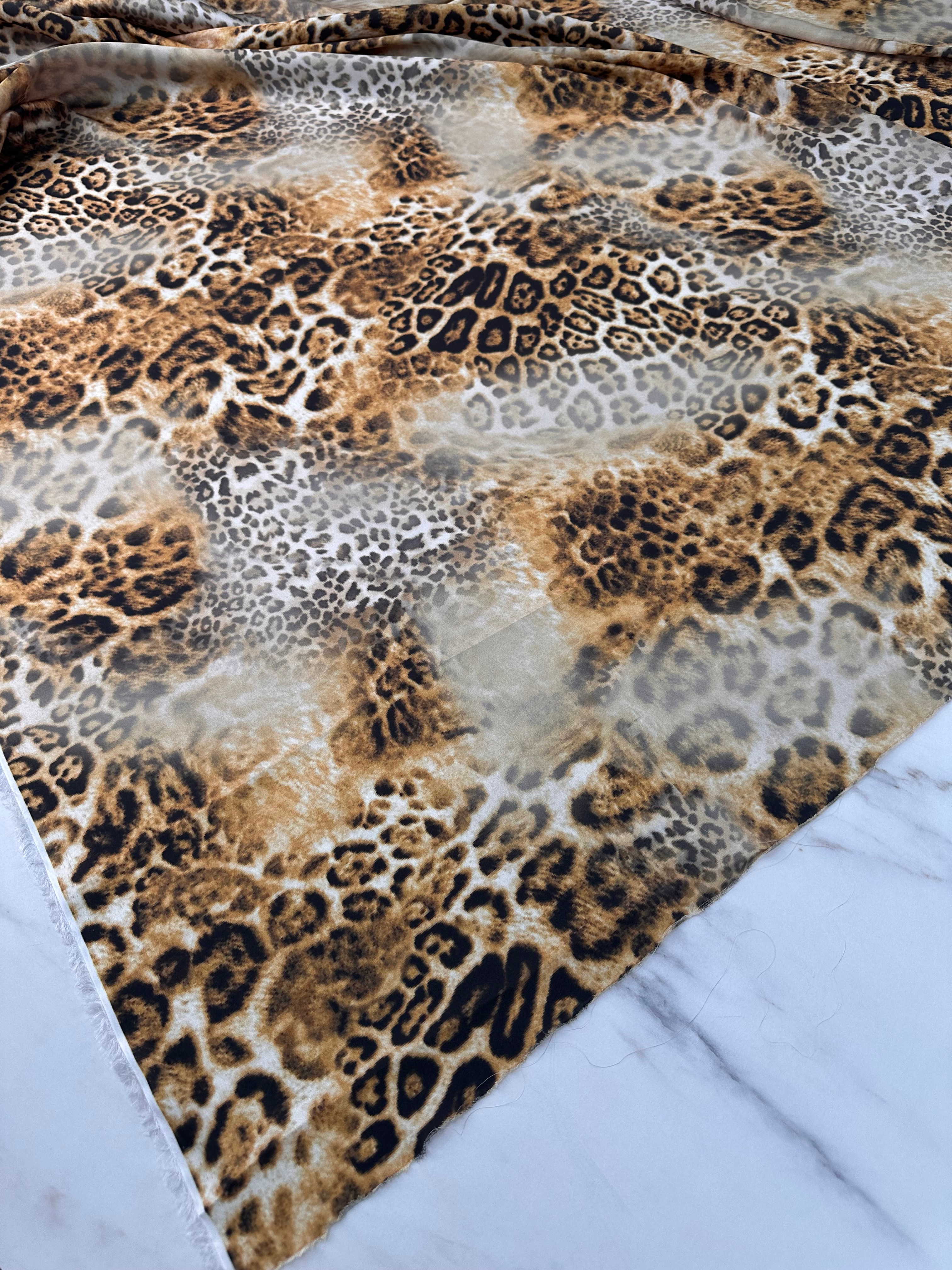 Leopar Desen İpek Saten Elbise Etek Gömlek Şalvar