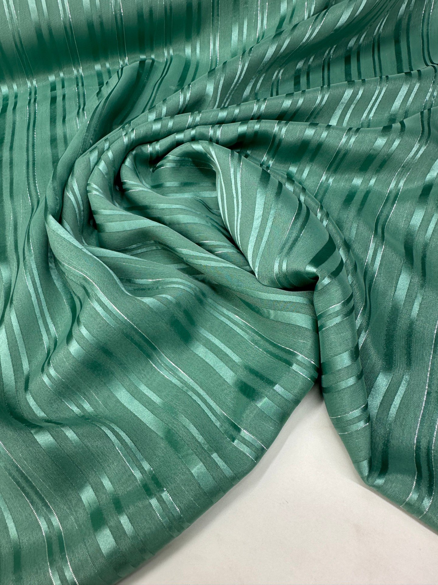 Turkuaz Düz Simli Elbiselik Şifon Kumaş