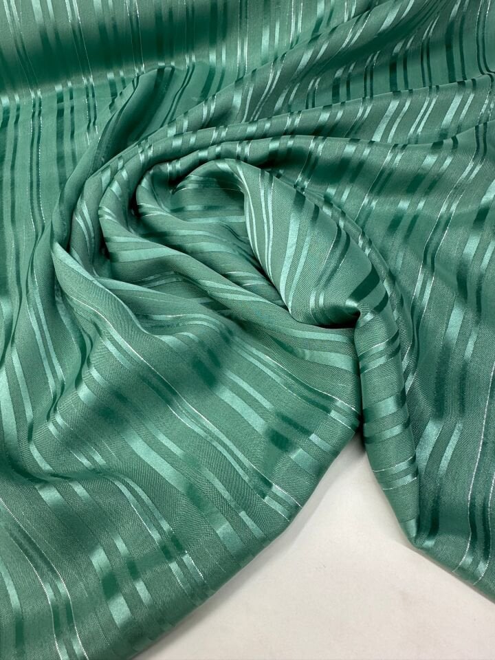 Turkuaz Düz Simli Elbiselik Şifon Kumaş