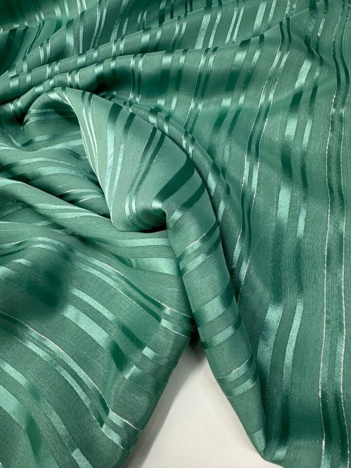 Turkuaz Düz Simli Elbiselik Şifon Kumaş