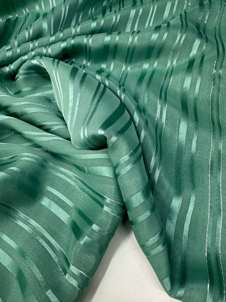 Turkuaz Düz Simli Elbiselik Şifon Kumaş