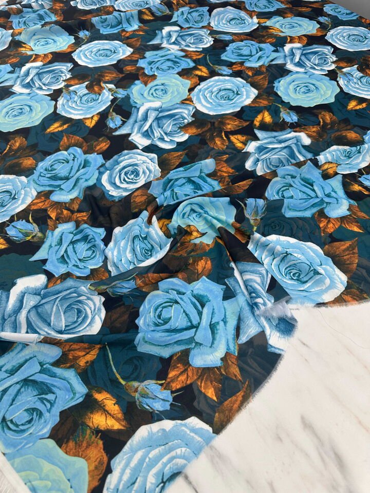 Desenli Krep Kumaş Elbise Etek Gömlek Şalvar