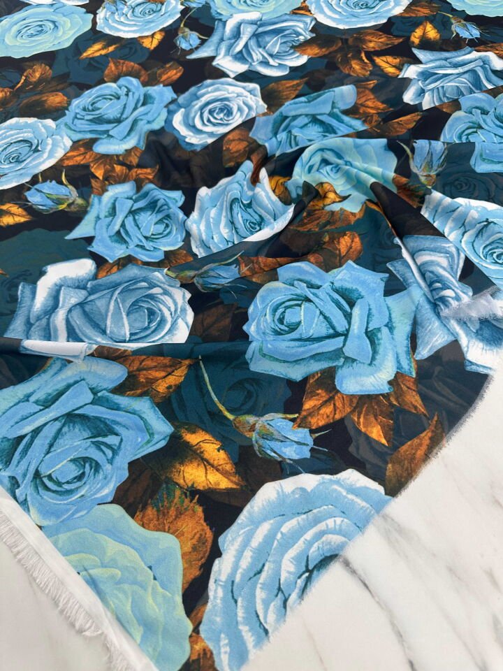 Desenli Krep Kumaş Elbise Etek Gömlek Şalvar