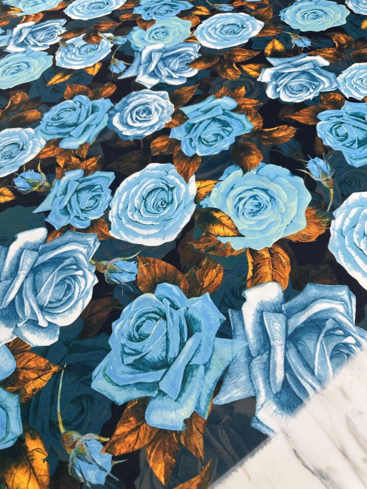 Desenli Krep Kumaş Elbise Etek Gömlek Şalvar