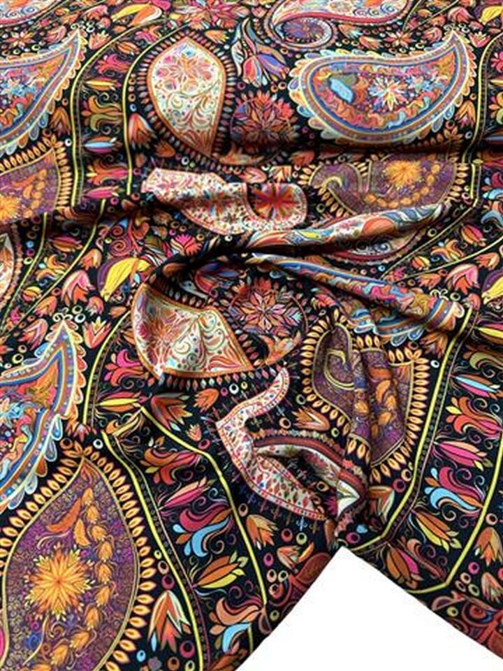 Özbek Desen Elbiselik Gömleklik Krep Kumaş