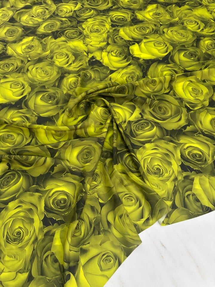 Desenli Krep Kumaş Elbise Etek Gömlek Şalvar