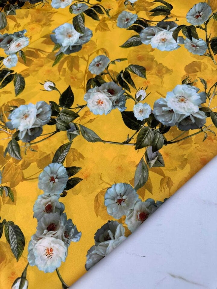 Dijital Baskı Krep Kumaş Yumuşak Dökümlü Kırışmaz