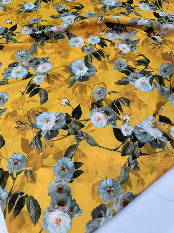 Dijital Baskı Krep Kumaş Yumuşak Dökümlü Kırışmaz