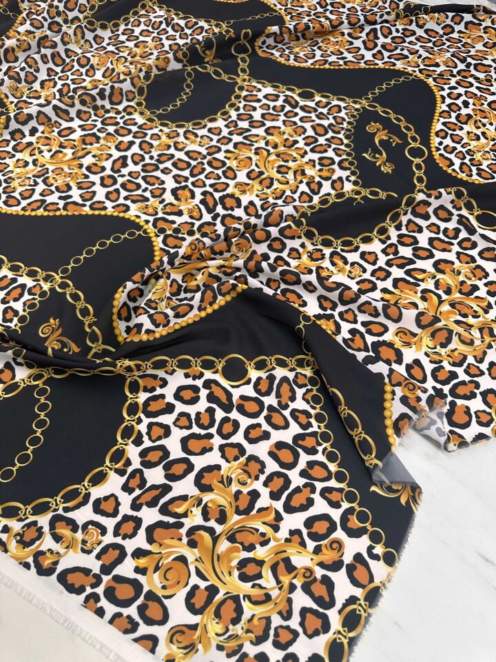 Desenli Krep Kumaş Elbise Etek Gömlek Şalvar