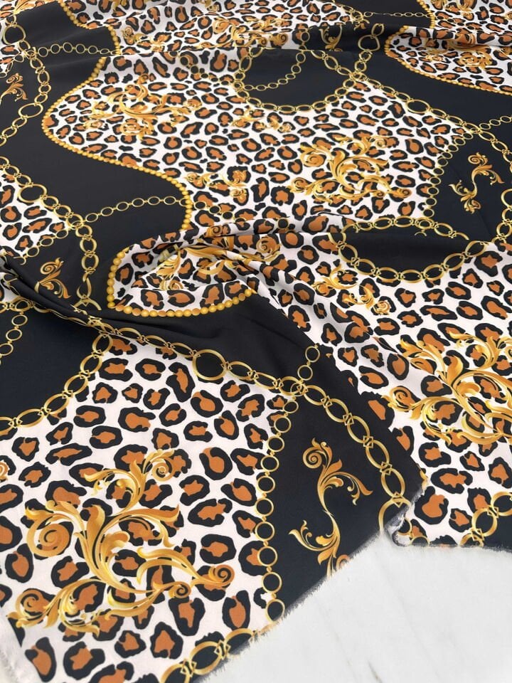 Desenli Krep Kumaş Elbise Etek Gömlek Şalvar