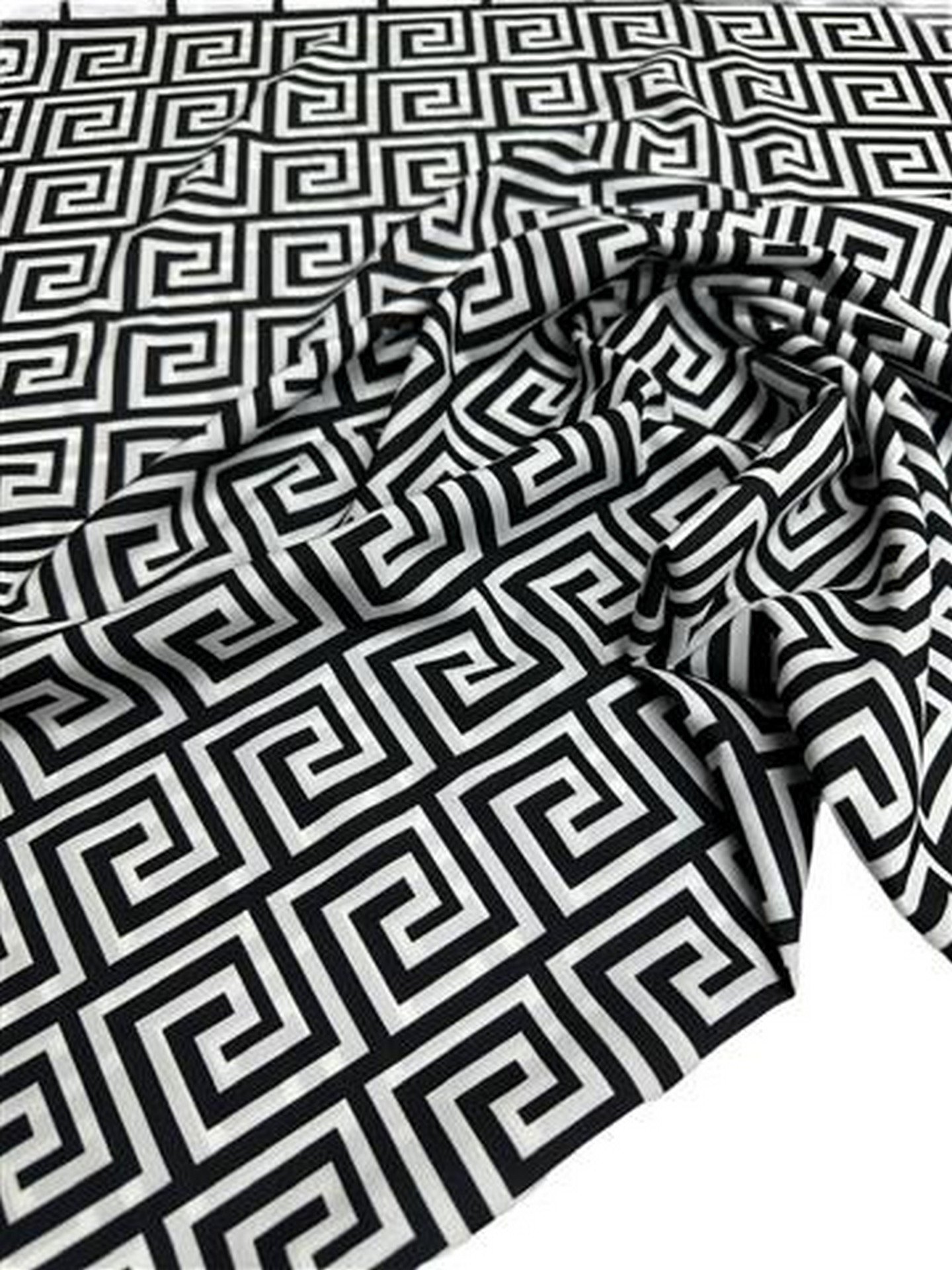 Yunan Motifleri Desen Elbiselik Gömleklik Krep Kumaş