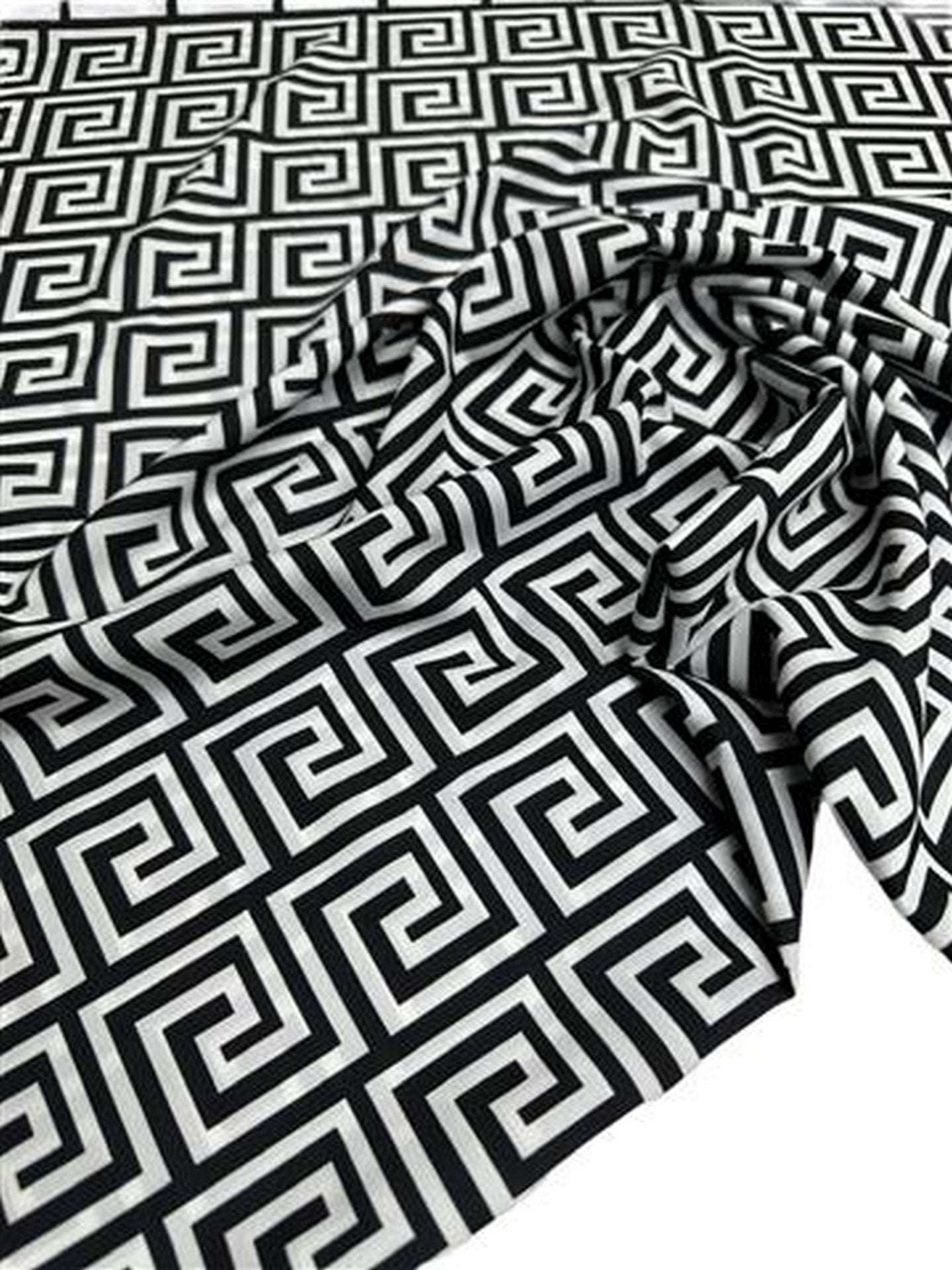 Yunan Motifleri Desen Elbiselik Gömleklik Krep Kumaş