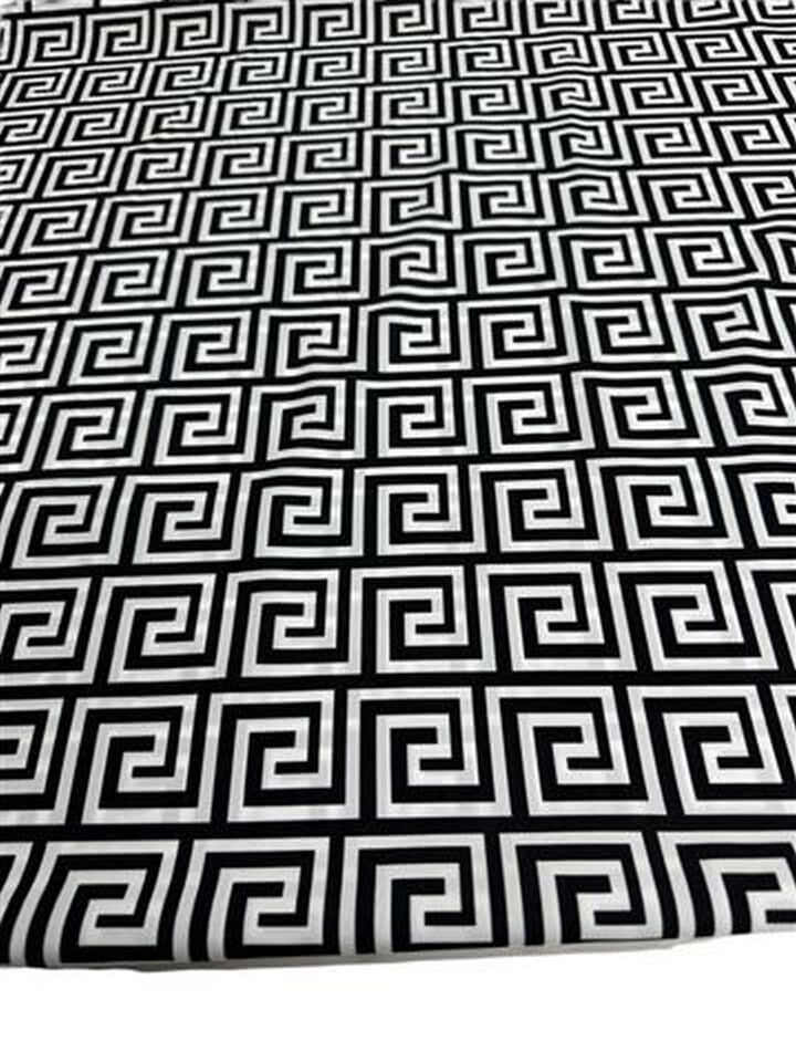 Yunan Motifleri Desen Elbiselik Gömleklik Krep Kumaş