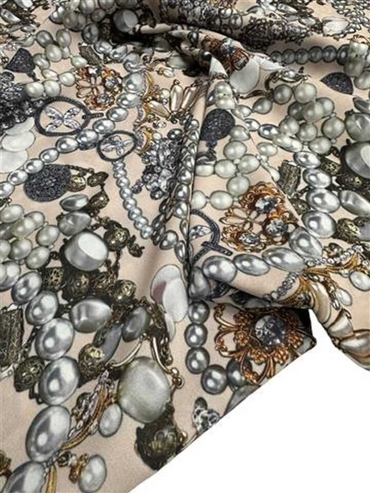 İnci Desen Elbiselik Gömleklik Krep Kumaş