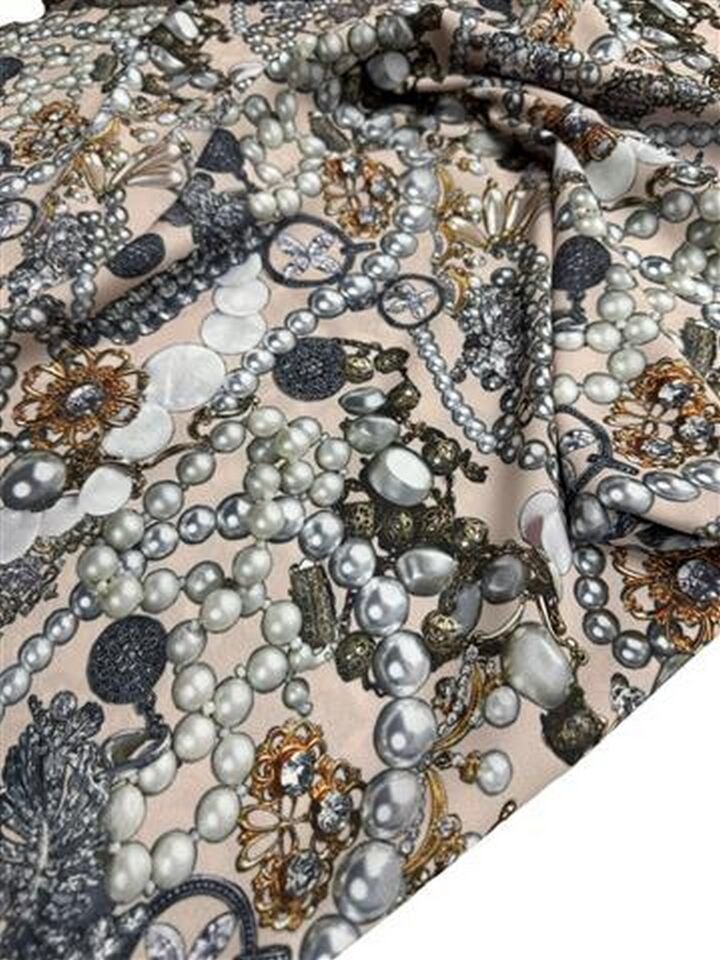 İnci Desen Elbiselik Gömleklik Krep Kumaş