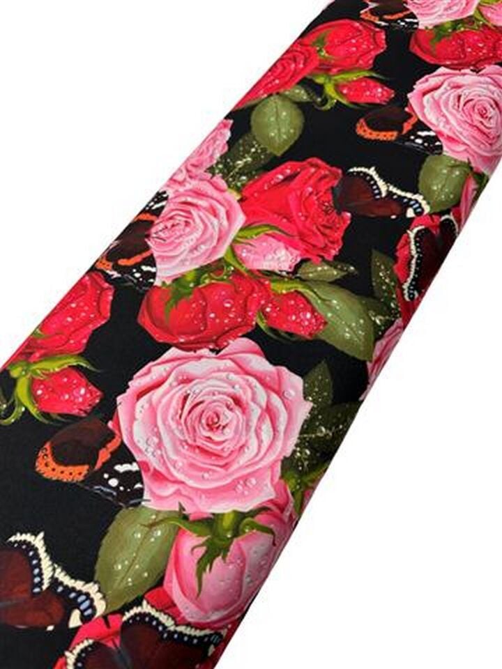 Gül Desen Elbiselik Gömleklik Krep Kumaş